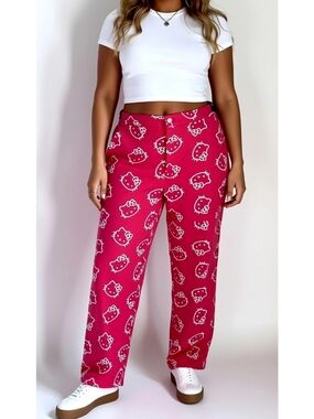 Hello Kitty Shein X Limited Collaboration Pink Grafic Trouser Pants Women's 1XL
